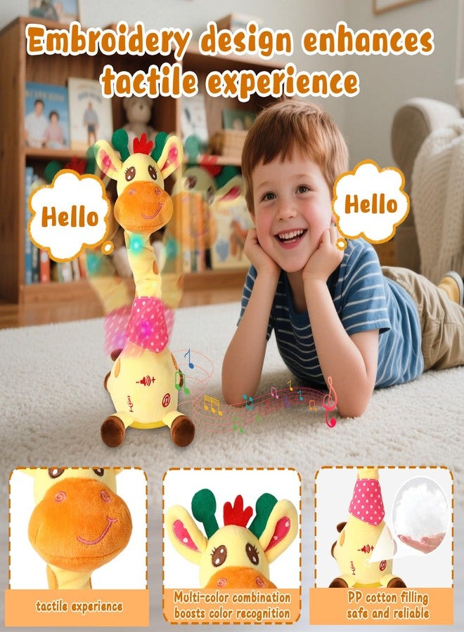 JISONCASE Christmas Talking Dancing Giraffe Baby Toy, Adjustable Volume Tummy Time Toy Repeating What You Say, Singing Mimicking Recording Sensory Education Gifts for Toddlers Boy Girls - Image 4